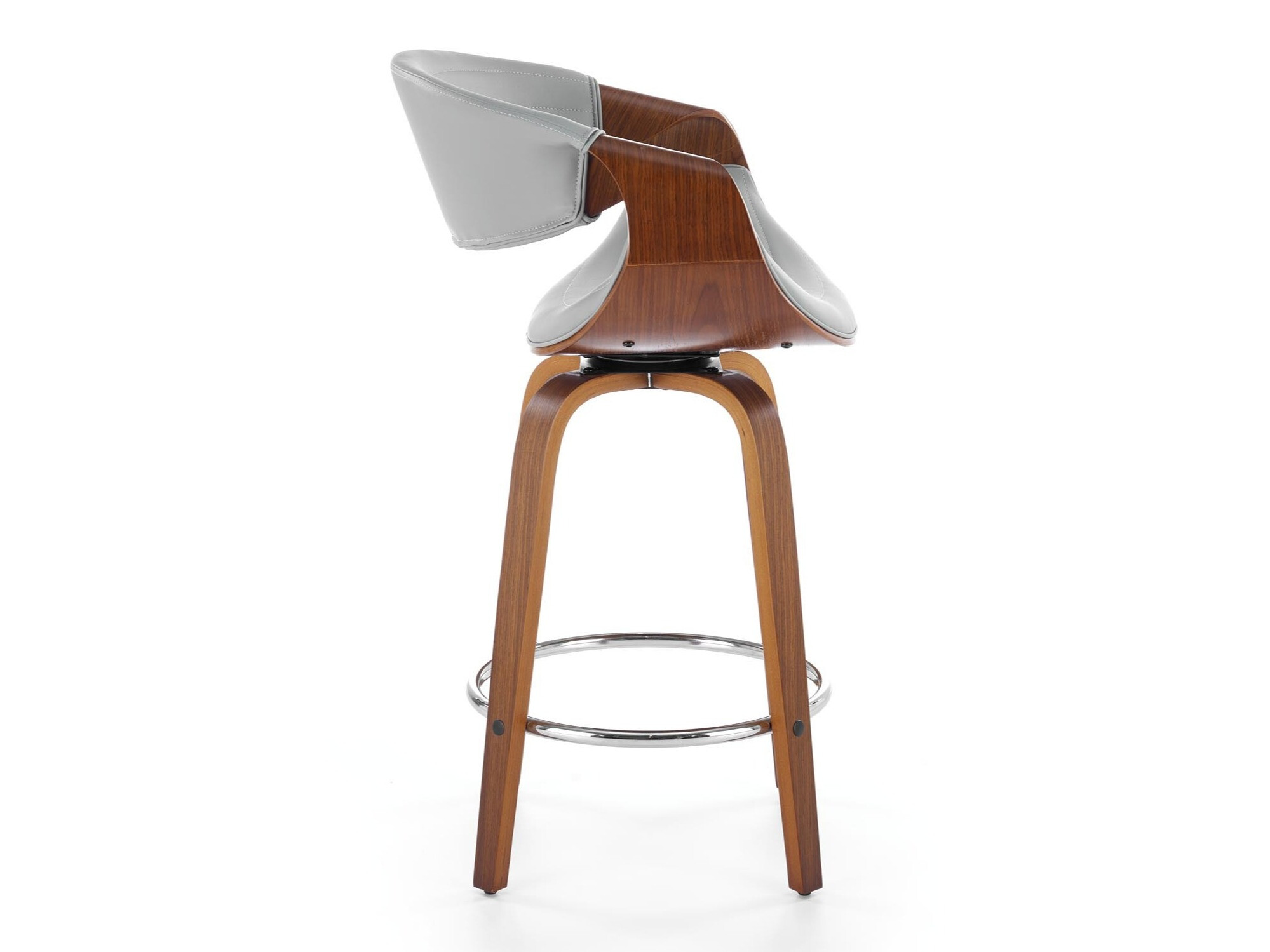 Chaise de bar mi-hauteur Houston 1599 (Gris + Noyer)