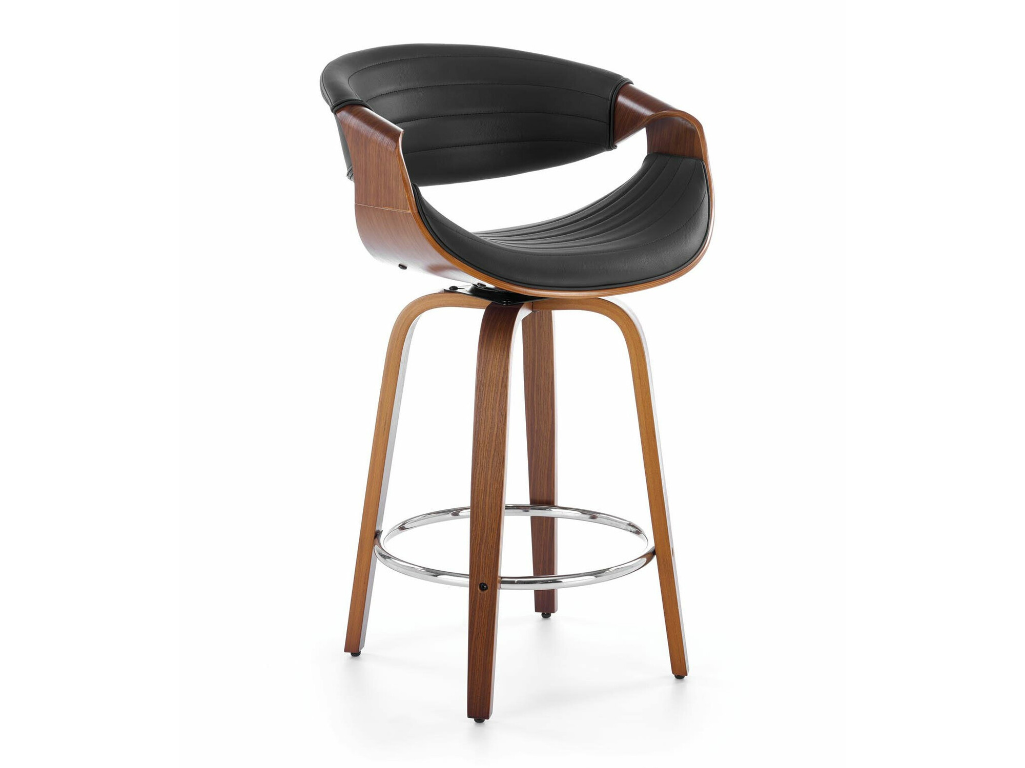 Chaise de bar mi-hauteur Houston 1599 (Noir + Noyer)