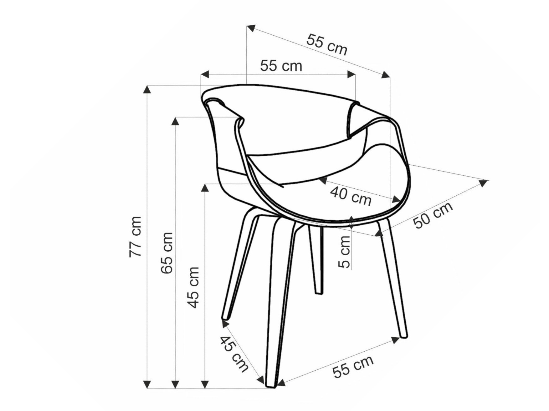 Chaise Houston 1596 (Gris + Noyer)