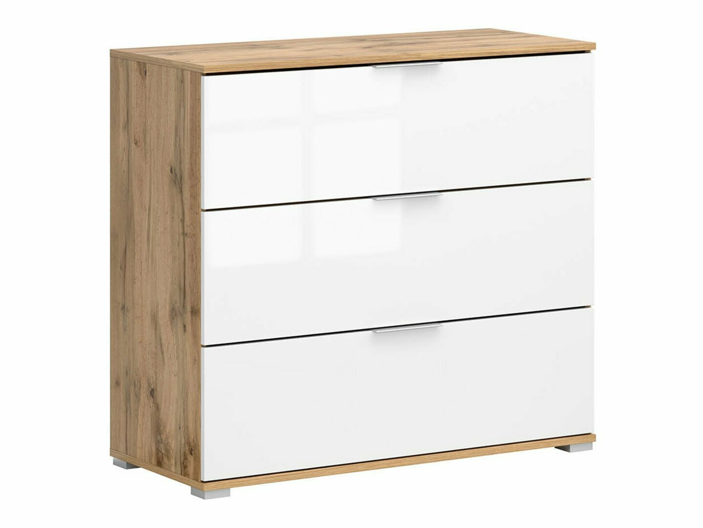 Commode Tivetra 102 (Chêne wotan + Blanc brillant)