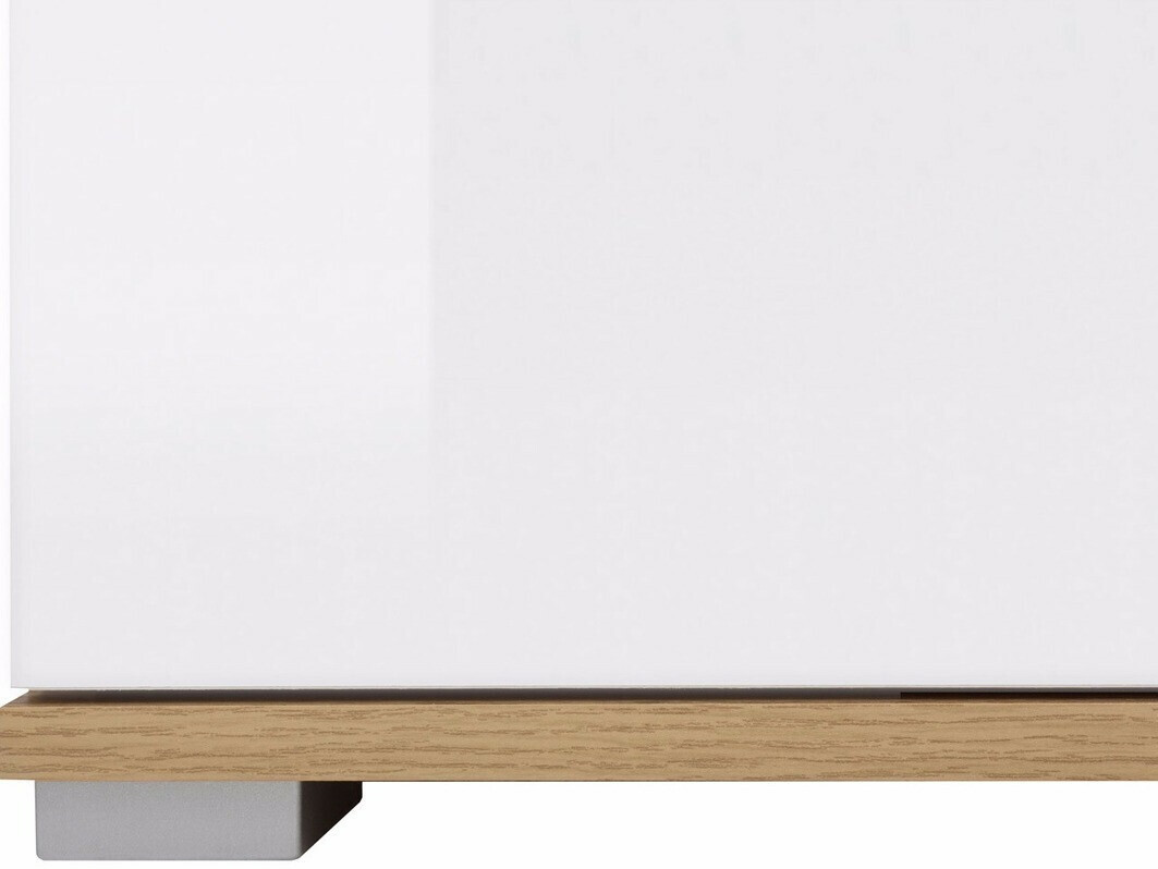 Commode Tivetra 102 (Chêne wotan + Blanc brillant)