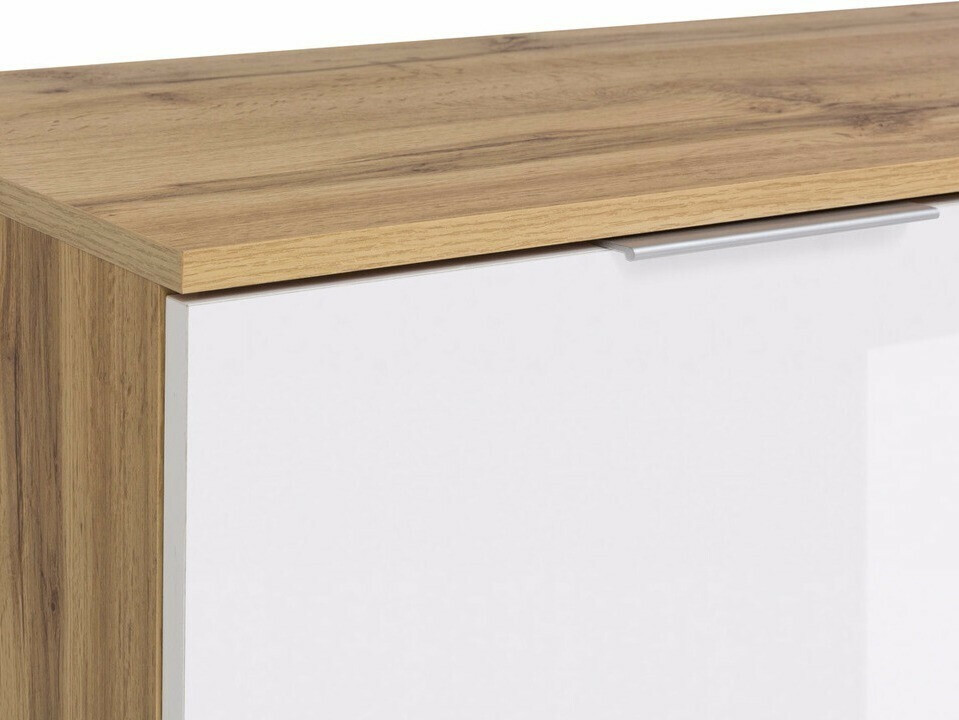 Table de chevet Tivetra 114 (Chêne wotan + Blanc brillant)