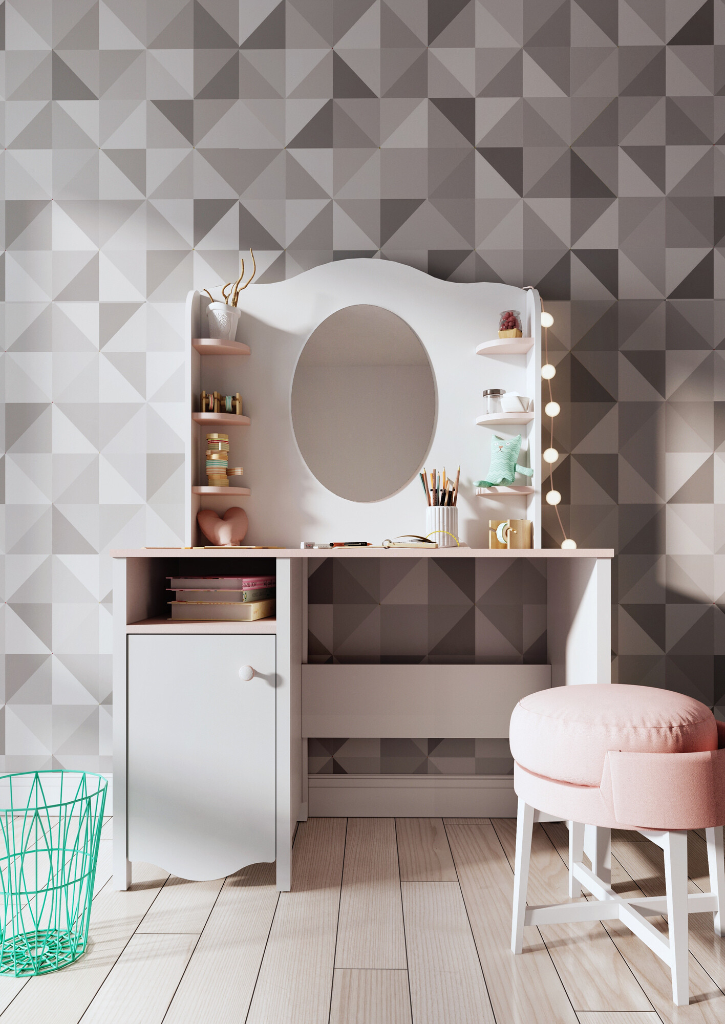 Bureau Velferi 114 (Blanc + Rose)