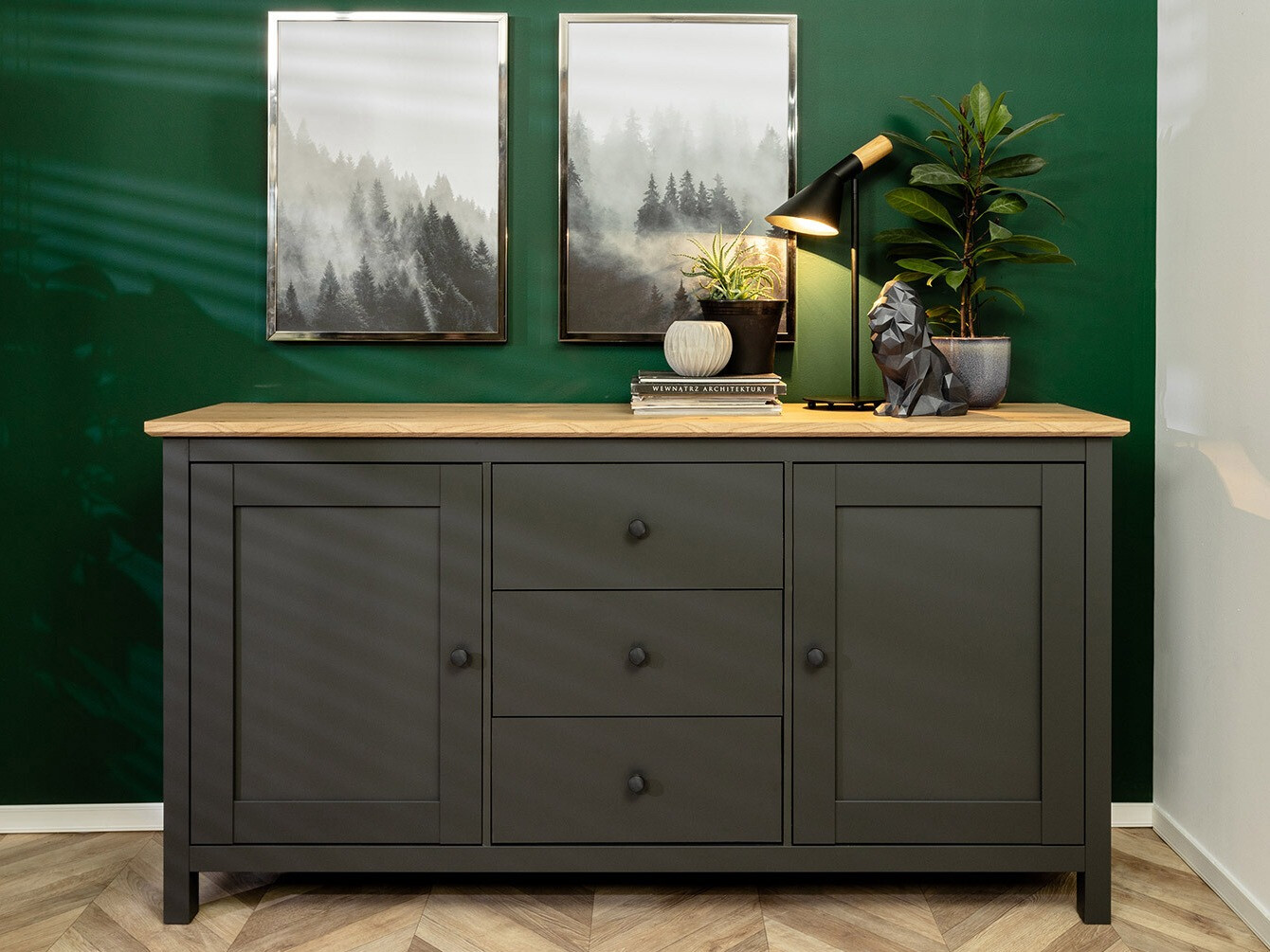Commode Sordoro 101 (Graphite + Chêne Artisan)