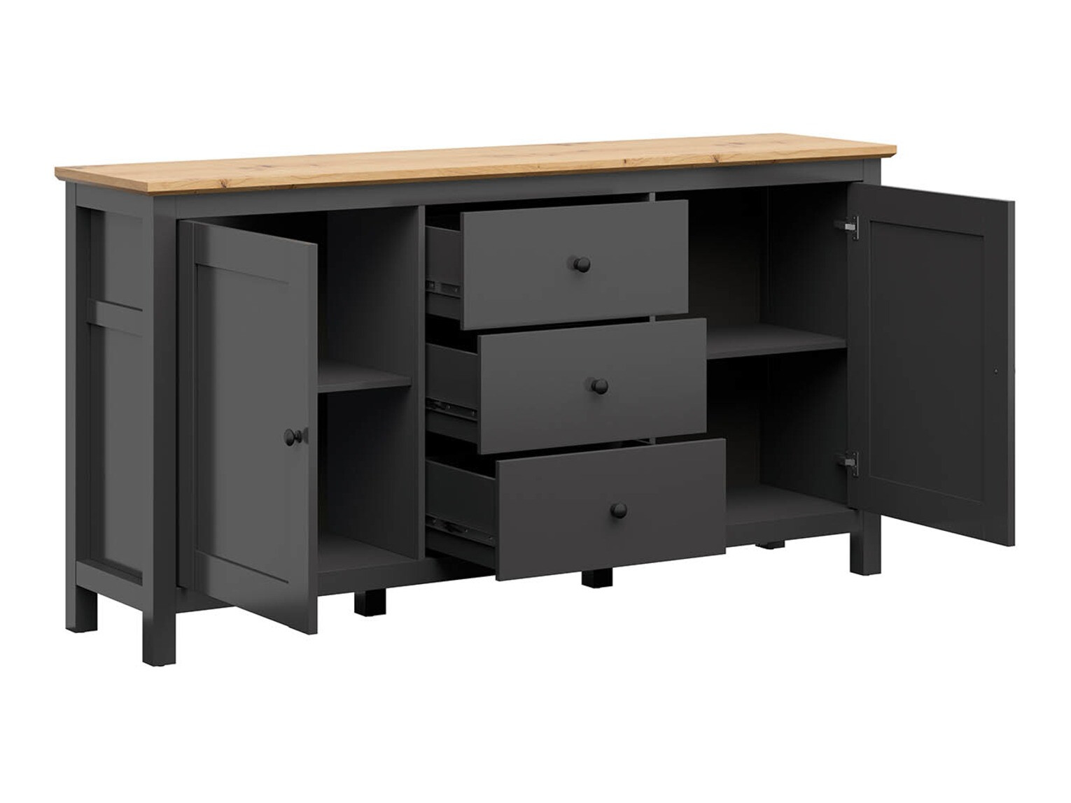 Commode Sordoro 101 (Graphite + Chêne Artisan)