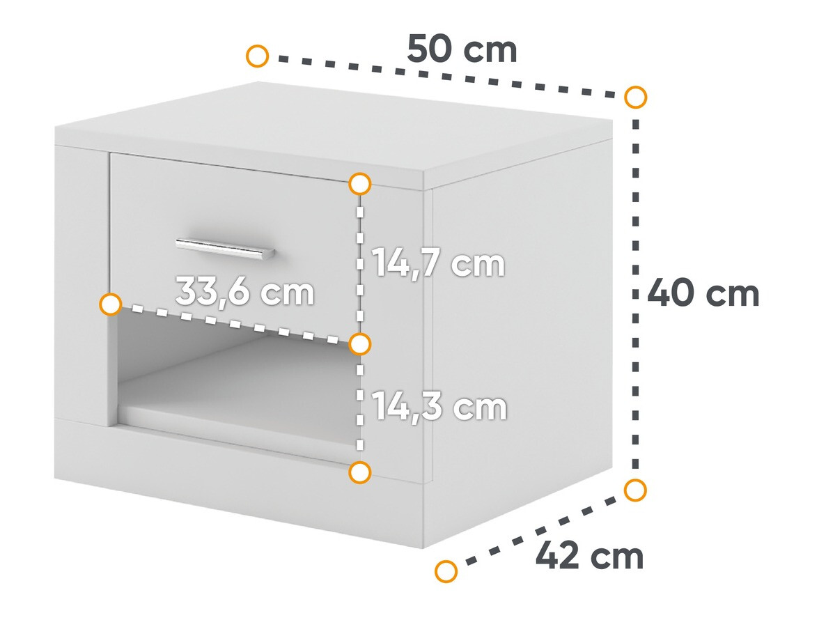 Table de chevet Cirdelu 107 (Blanc)