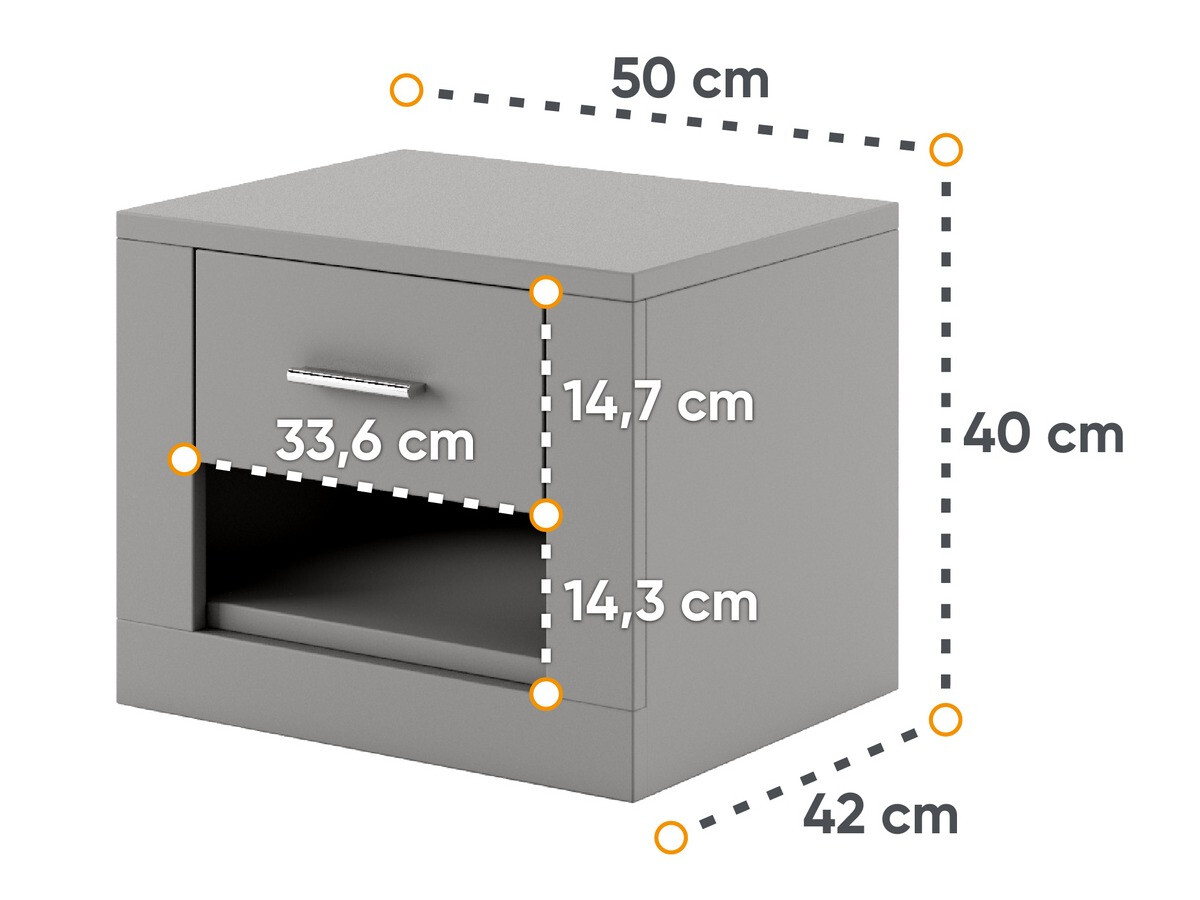 Table de chevet Cirdelu 107 (Gris)
