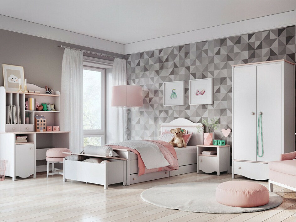 Table de chevet Velferi 117 (Blanc + Rose)