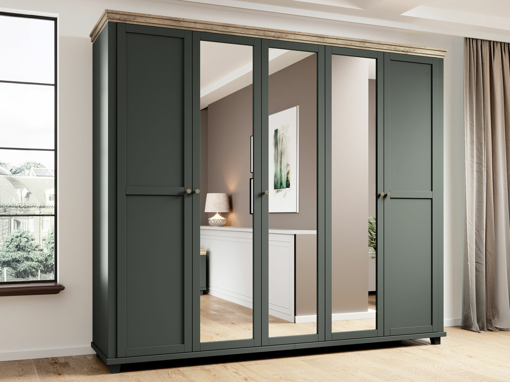 Armoire Tolnue 116 (Vert foncé + Chêne de Lefkas)