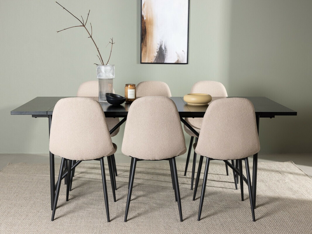 Salle à manger complète Dallas 3964 (Beige + Noir)