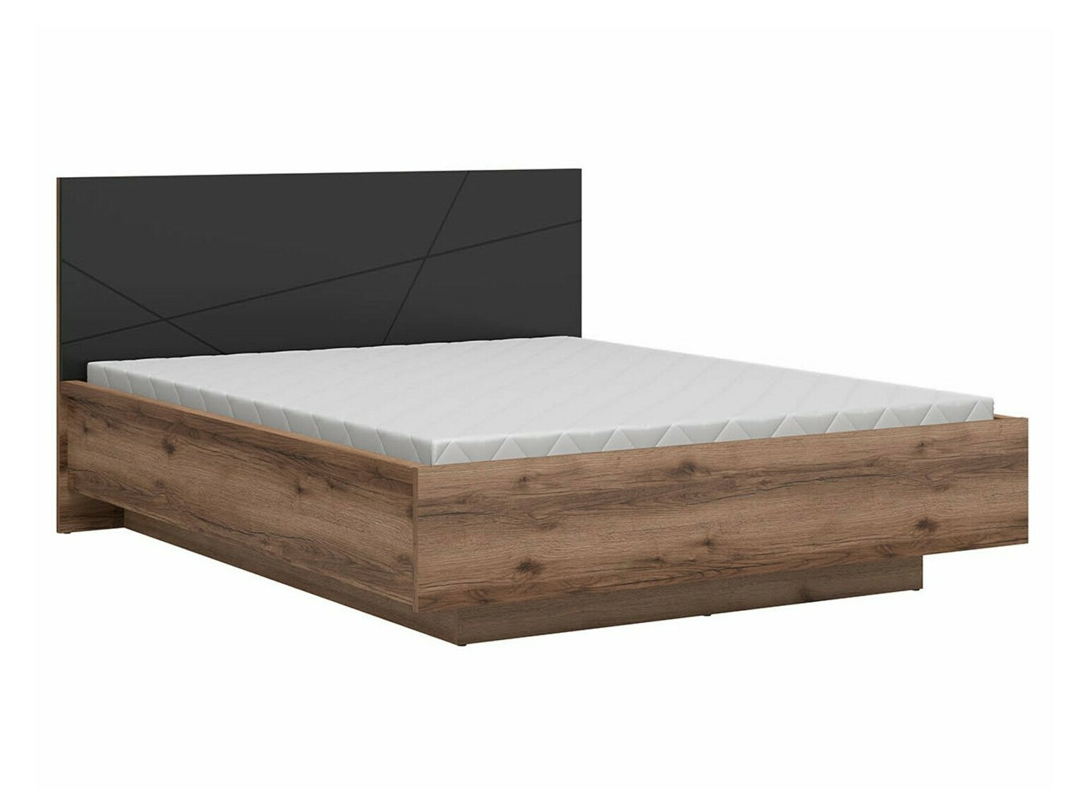 Lit Fivale 122 (Chêne delano foncé + Noir mat)