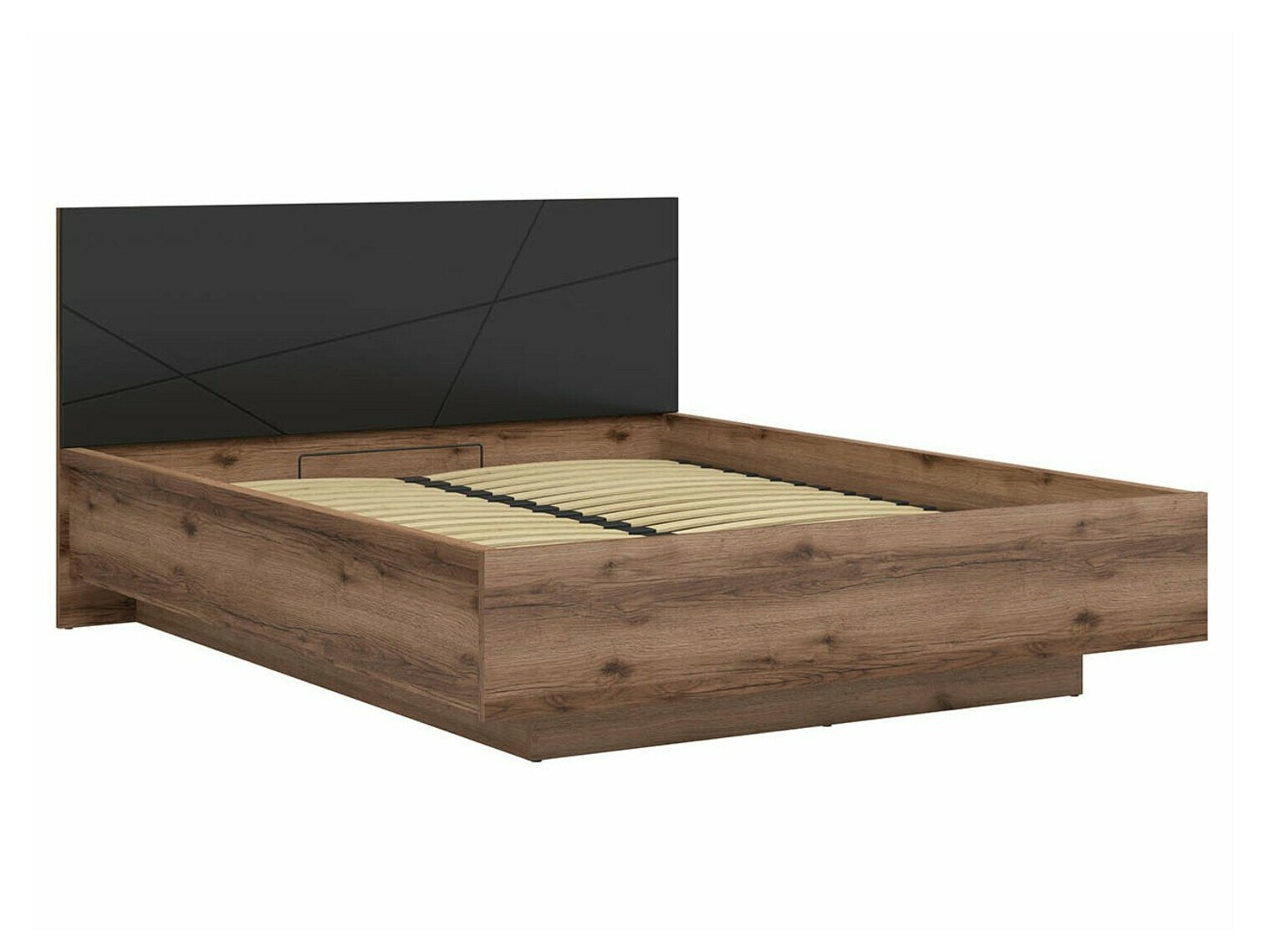 Lit Fivale 122 (Chêne delano foncé + Noir mat)