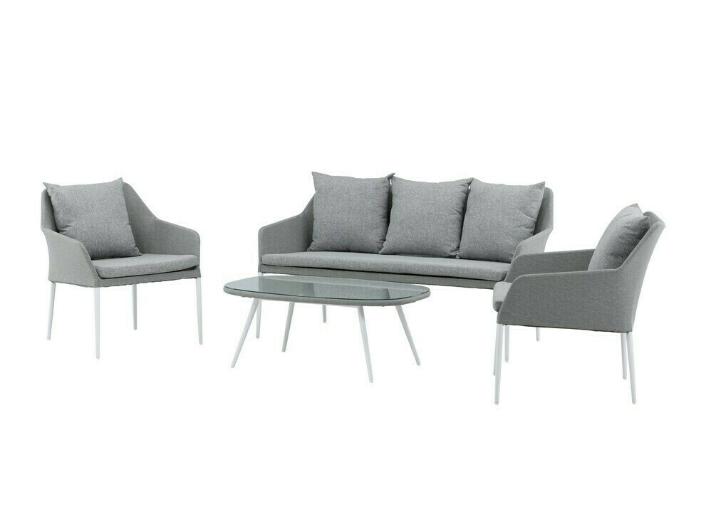 Ensemble de mobilier de jardin Dallas 3116 (Gris clair + Blanc)