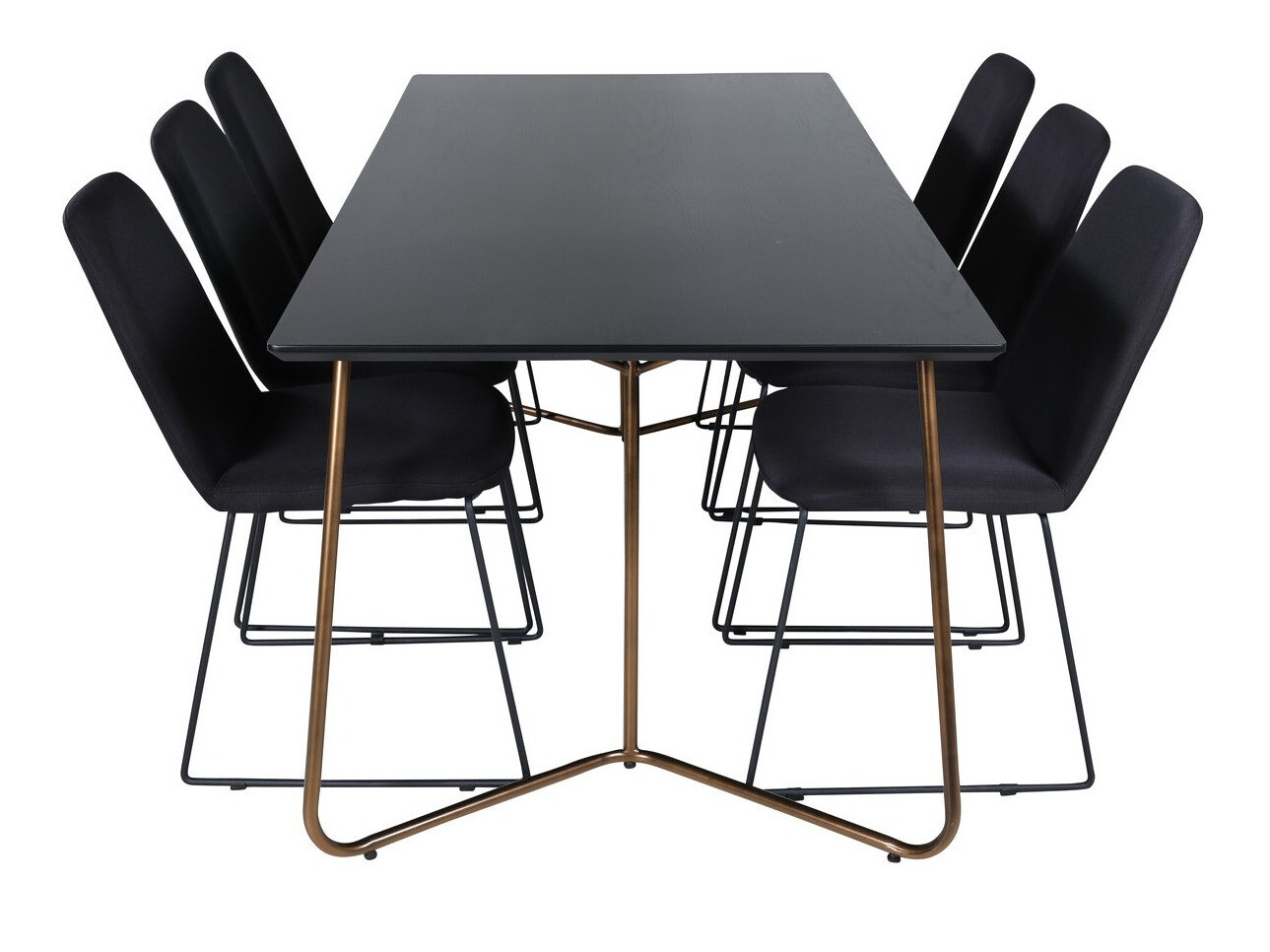 Salle à manger complète Dallas 3039 (Noir + Cuivre)
