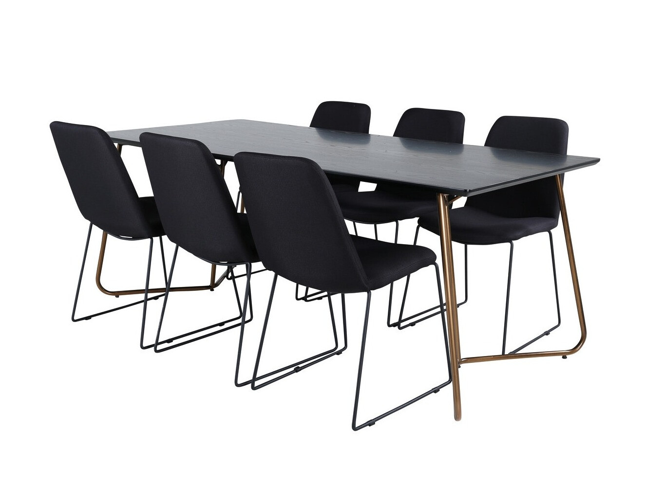 Salle à manger complète Dallas 3039 (Noir + Cuivre)