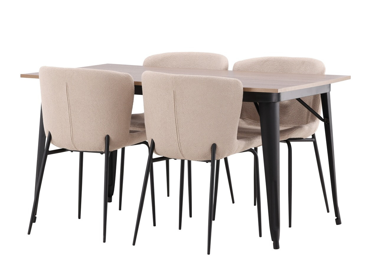 Salle à manger complète Dallas 3363 (Beige + Noir)