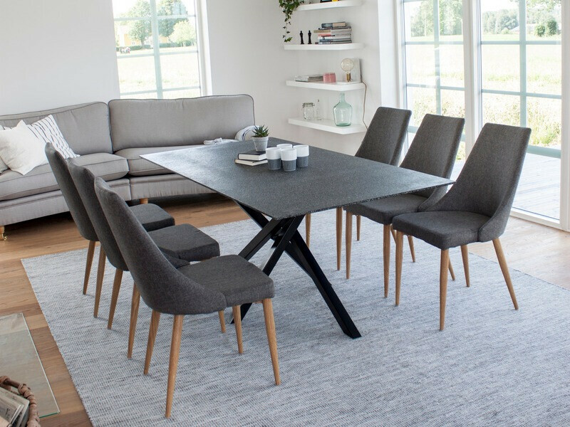 Chaise Dallas 159 (Gris foncé + Marron)