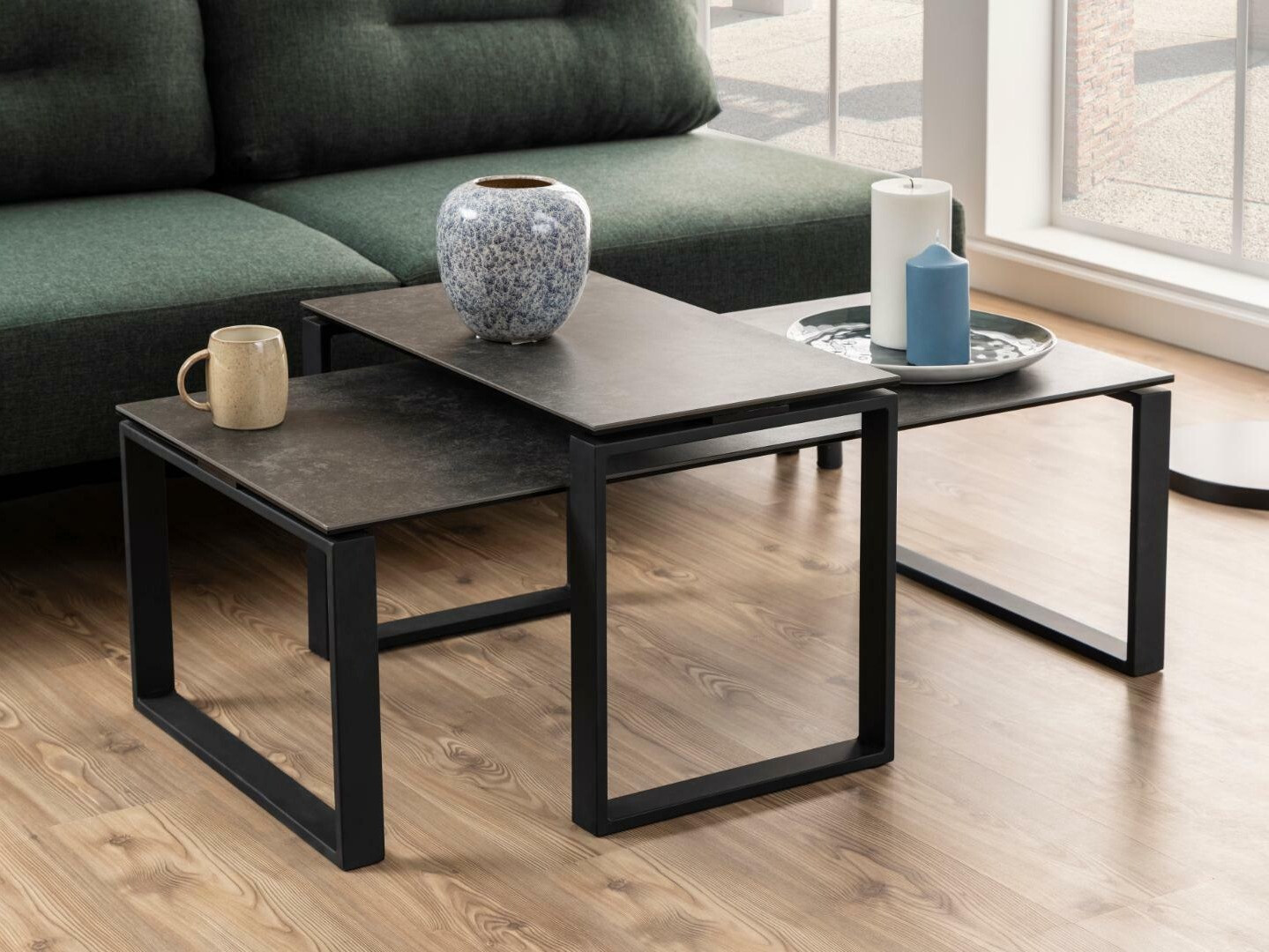 Ensemble tables basses Norsica 421 (Gris foncé + Noir)