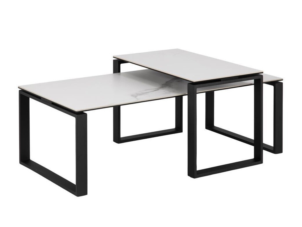 Ensemble tables basses Norsica 421 (Marbre blanc + Noir)