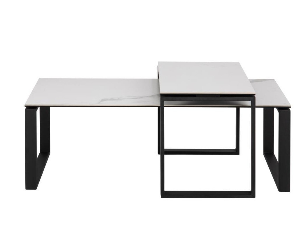 Ensemble tables basses Norsica 421 (Marbre blanc + Noir)