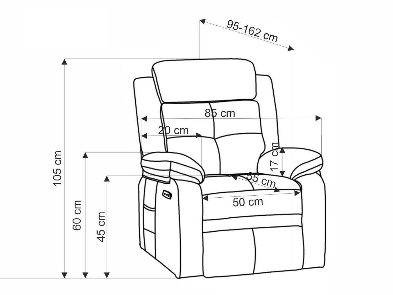 Fauteuil inclinable Houston 1781 (Gris)