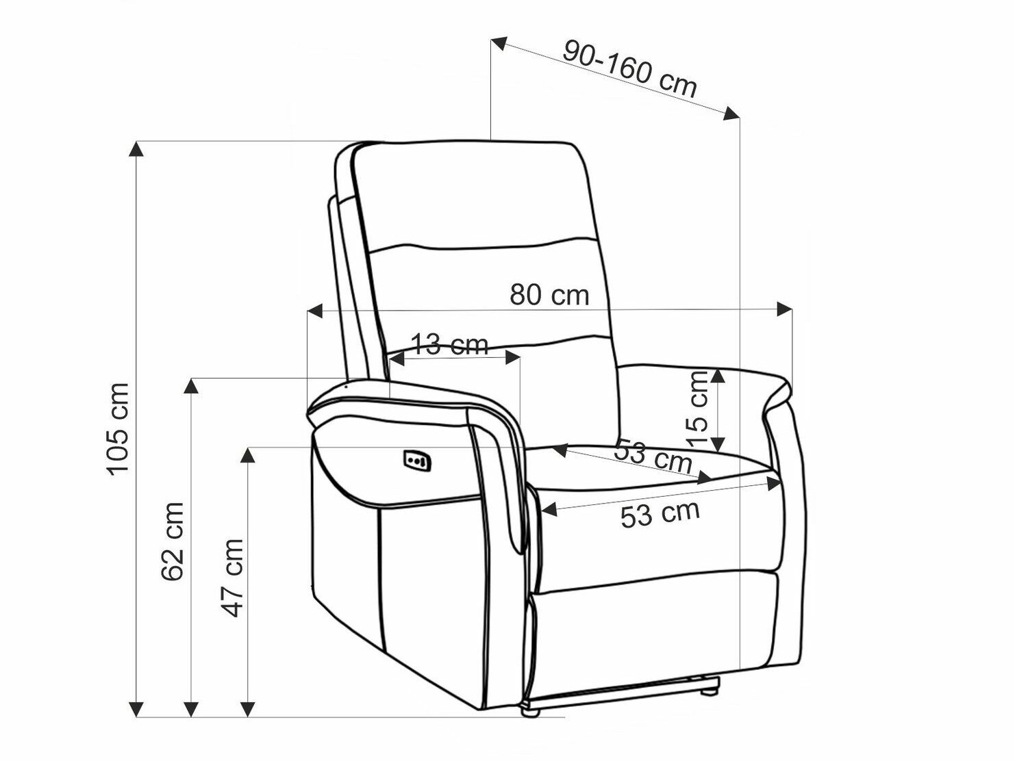 Fauteuil inclinable Houston 1782 (Gris)