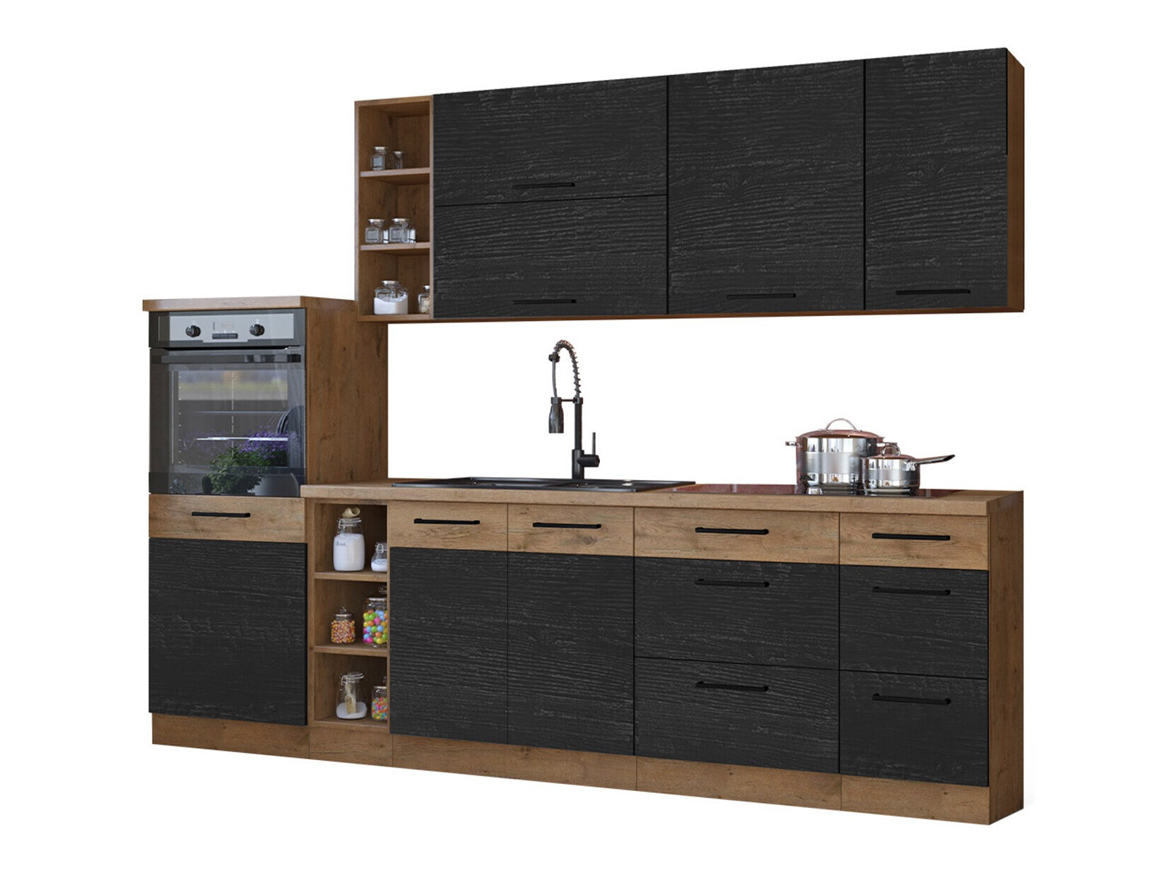 Cuisine complète modulaire Wood Dark 130