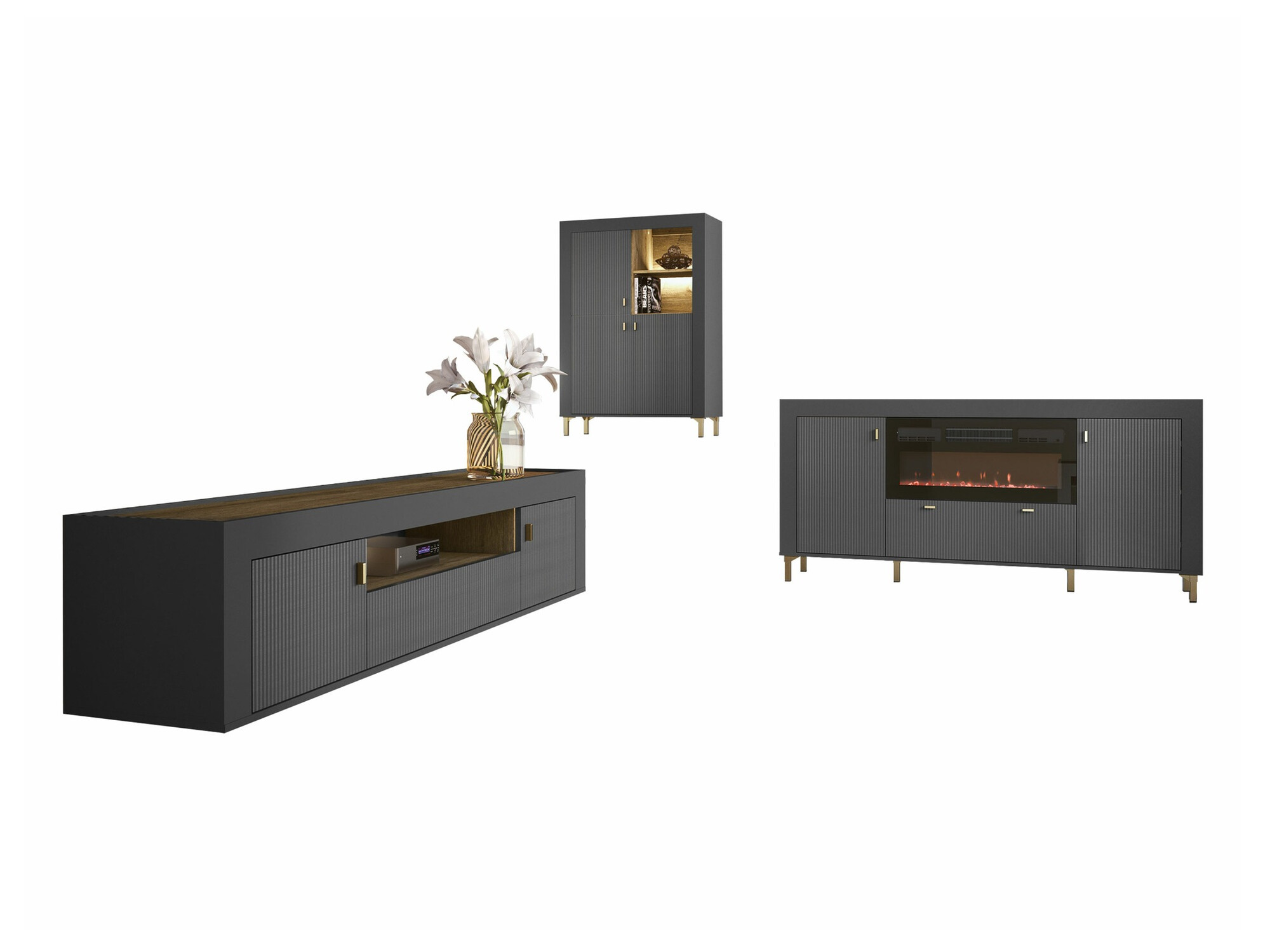 Ensemble de salon Mormavu 115 (Noir mat)