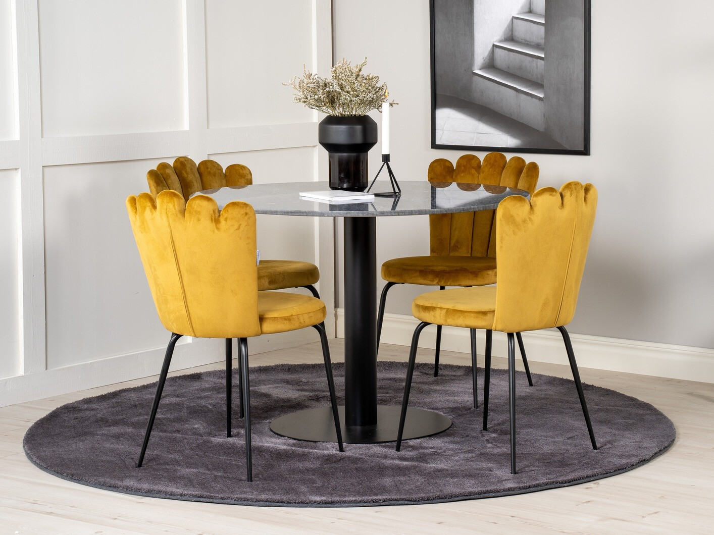 Salle à manger complète Dallas 2624 (Jaune + Noir)