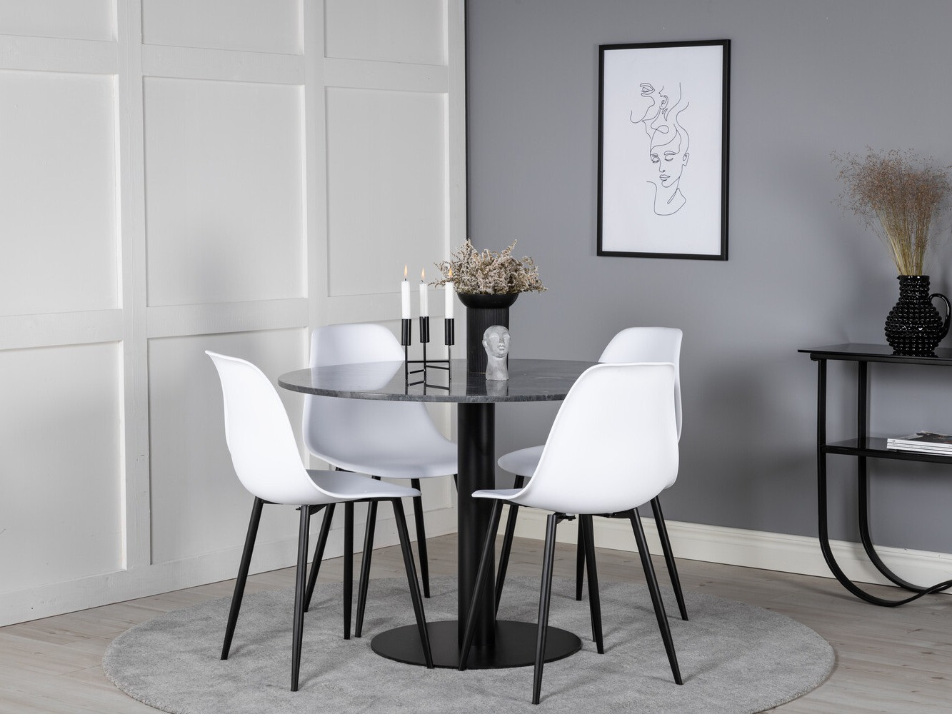 Salle à manger complète Dallas 2630 (Blanc + Noir)