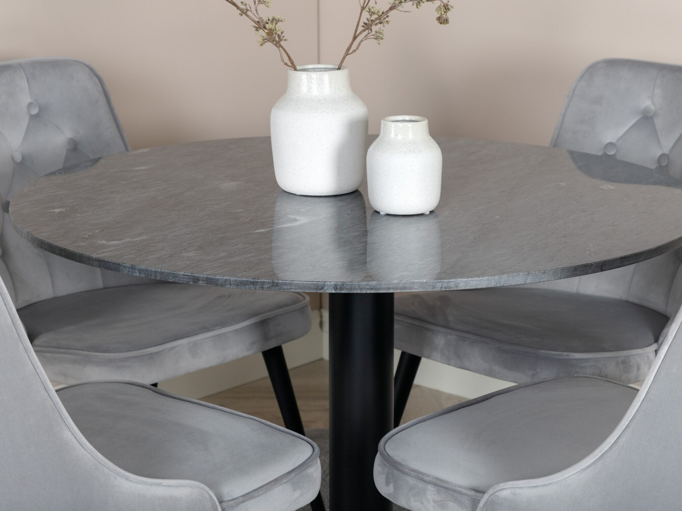 Salle à manger complète Dallas 2671 (Gris + Noir)