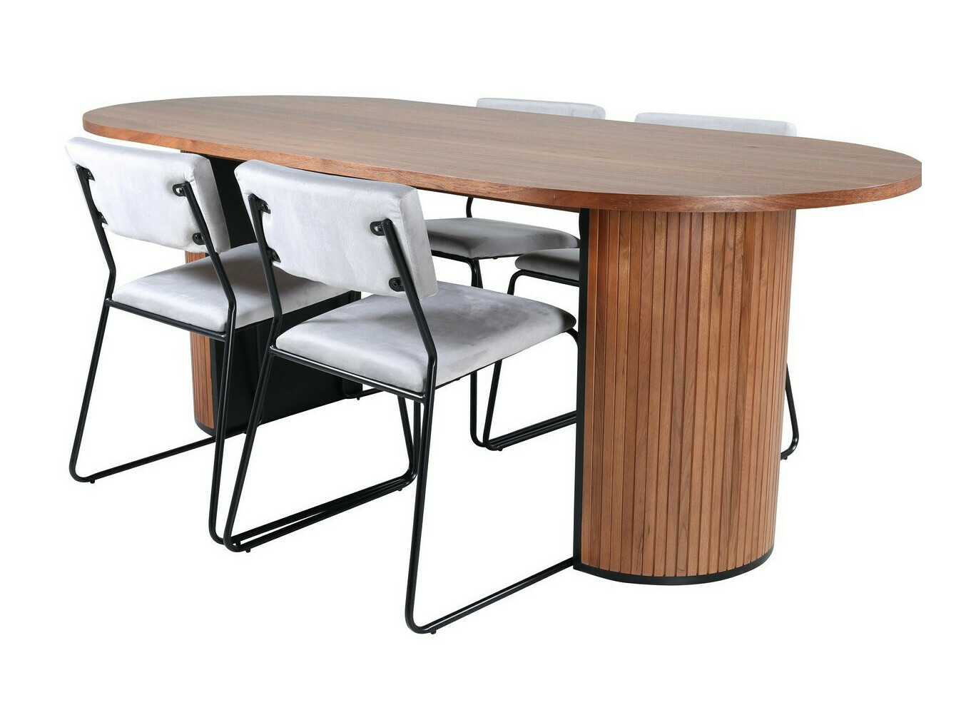 Salle à manger complète Dallas 2741 (Gris clair + Noir)