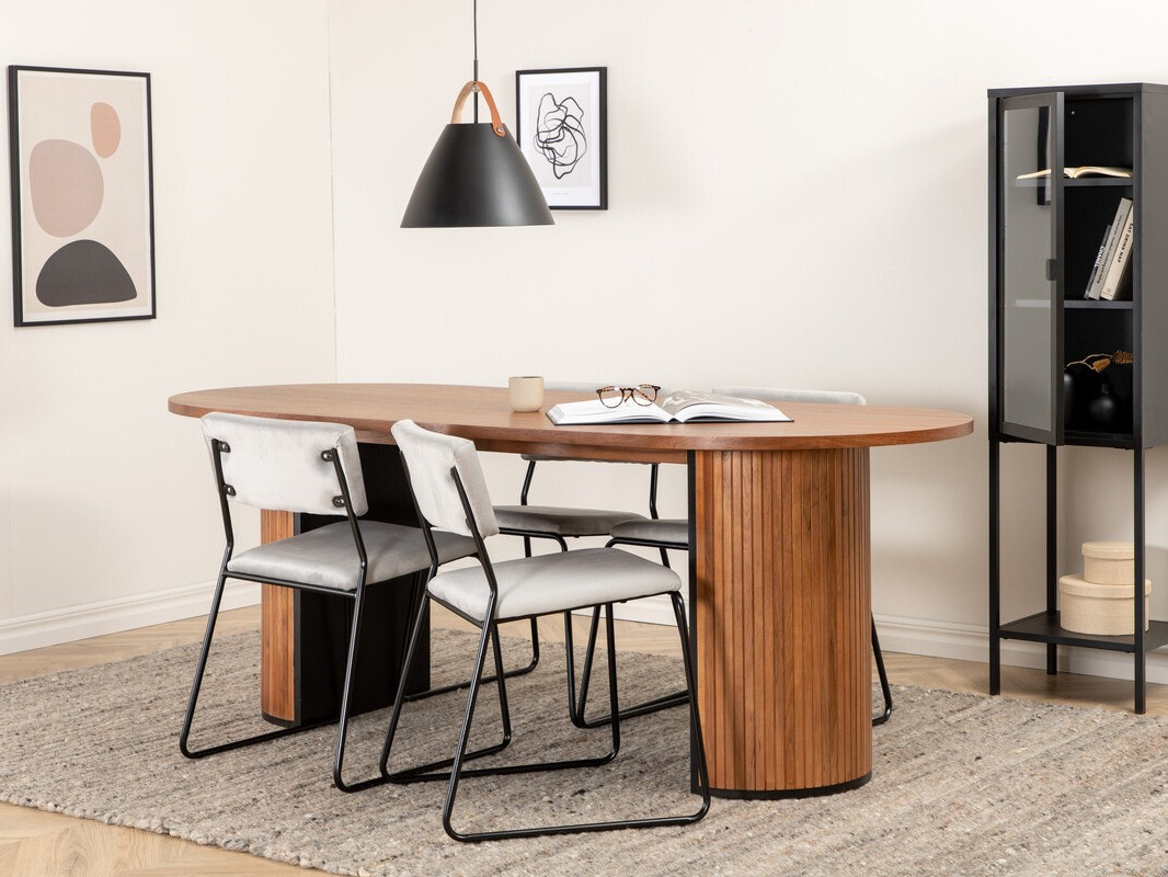 Salle à manger complète Dallas 2741 (Gris clair + Noir)