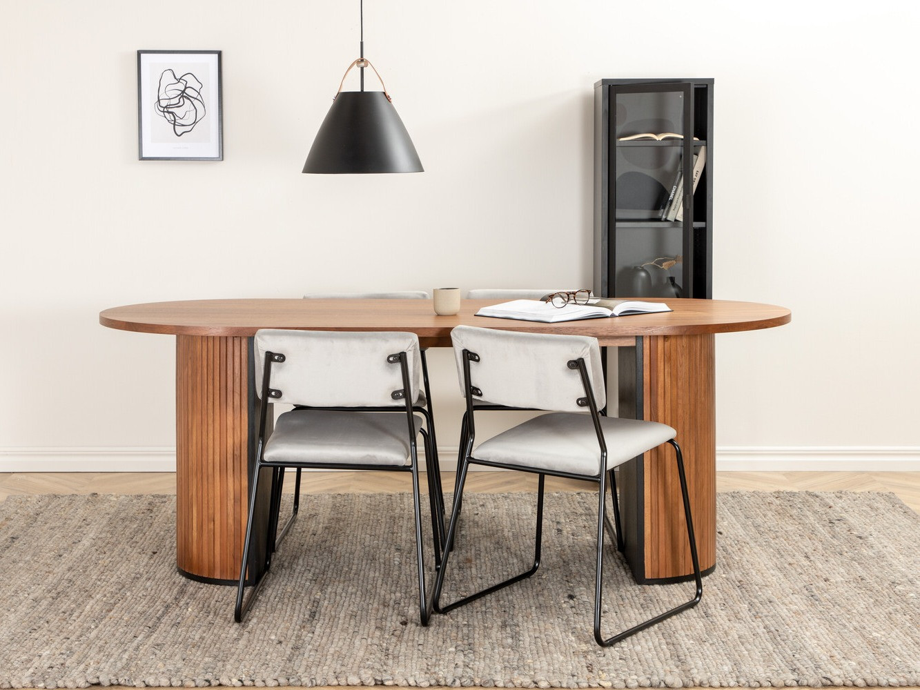 Salle à manger complète Dallas 2741 (Gris clair + Noir)