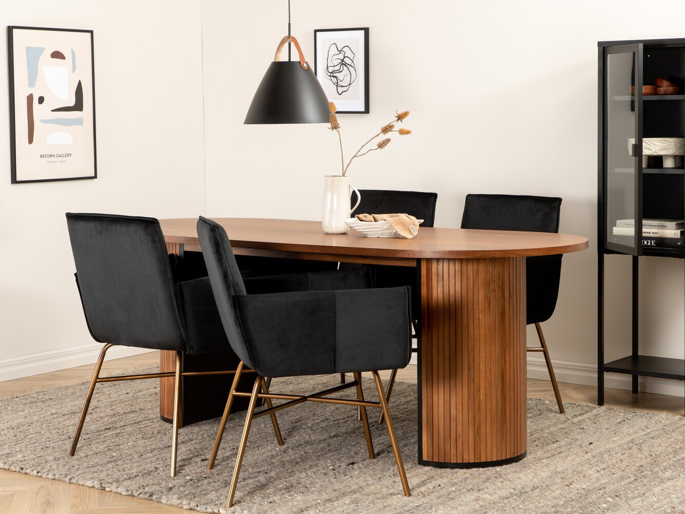 Salle à manger complète Dallas 2757 (Noir + Cuivre)