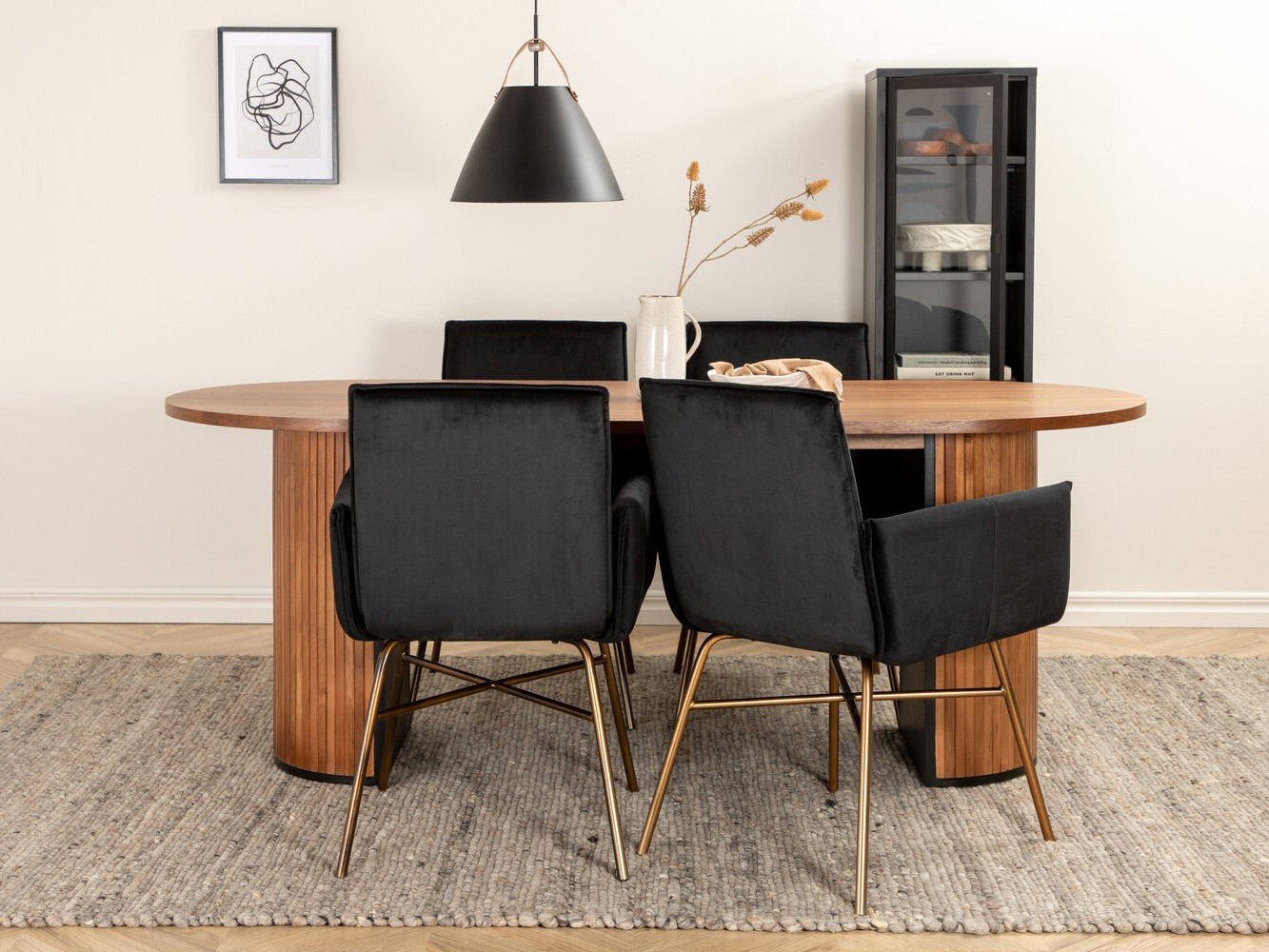 Salle à manger complète Dallas 2757 (Noir + Cuivre)