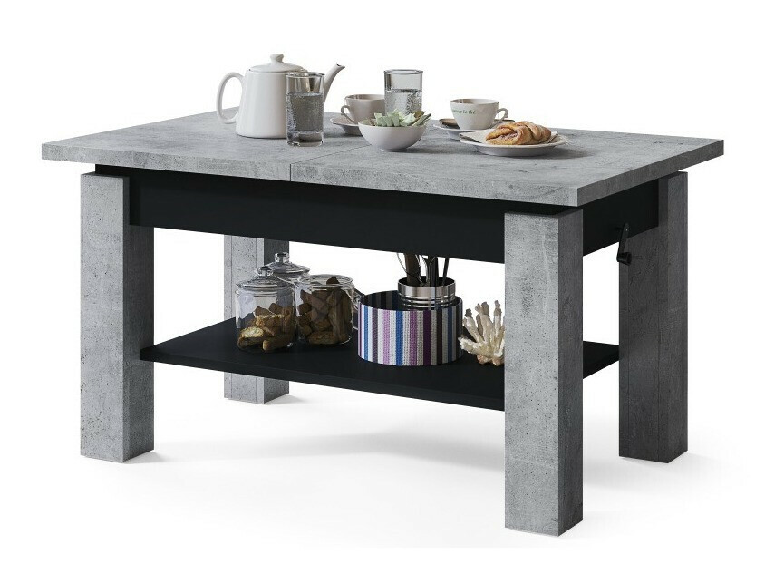 Table basse transformateur Glendale 100 (Béton + Noir)