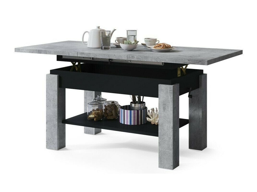 Table basse transformateur Glendale 100 (Béton + Noir)