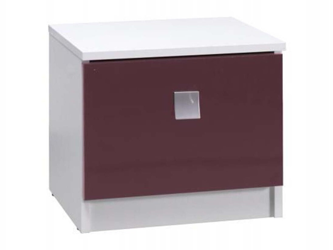 Table de chevet Murrieta 111 (Blanc brillant + Brillant Pourpre)