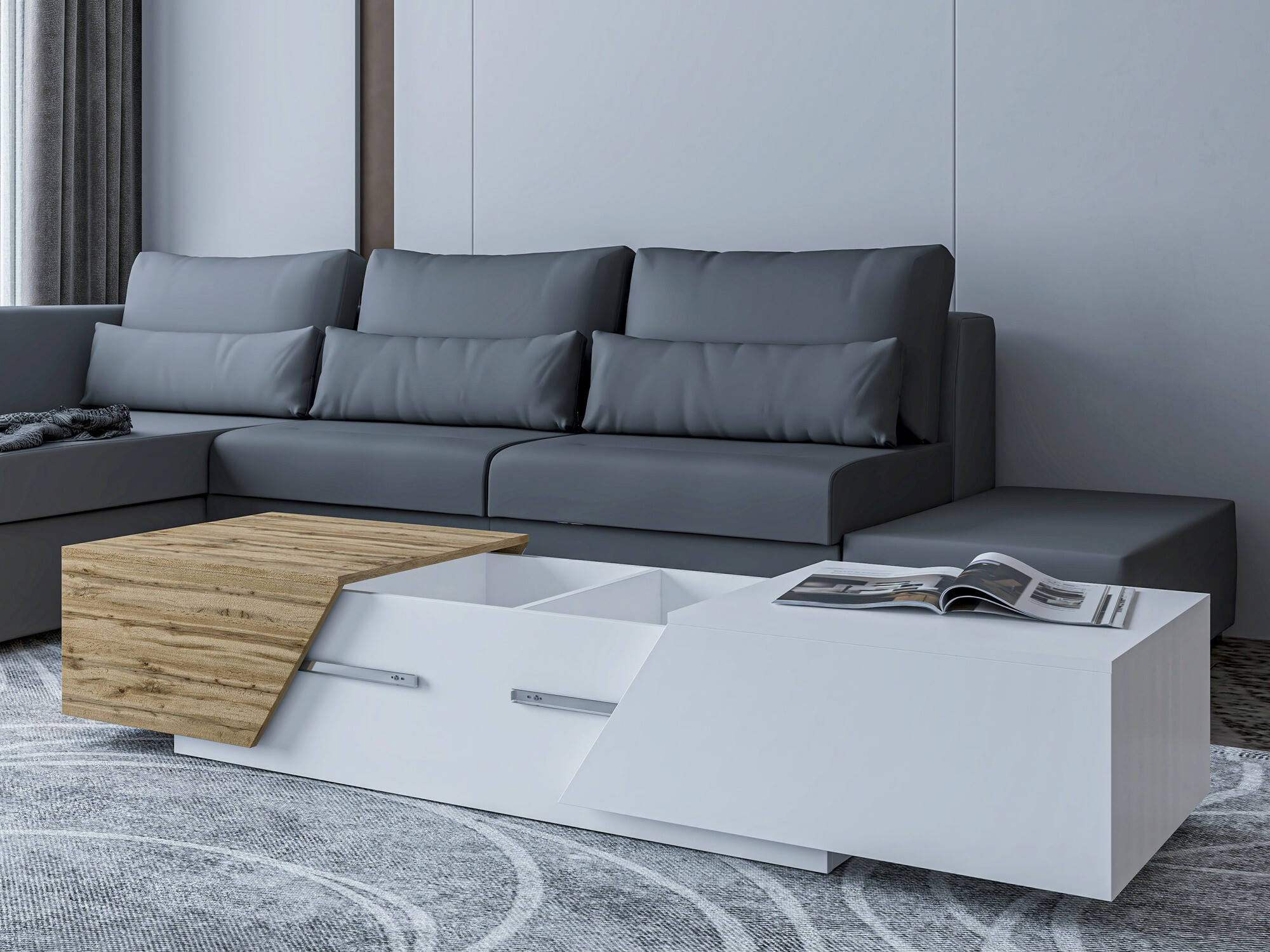 Ensemble de salon Comfivo Daldune II (Anthracite + Chêne wotan)