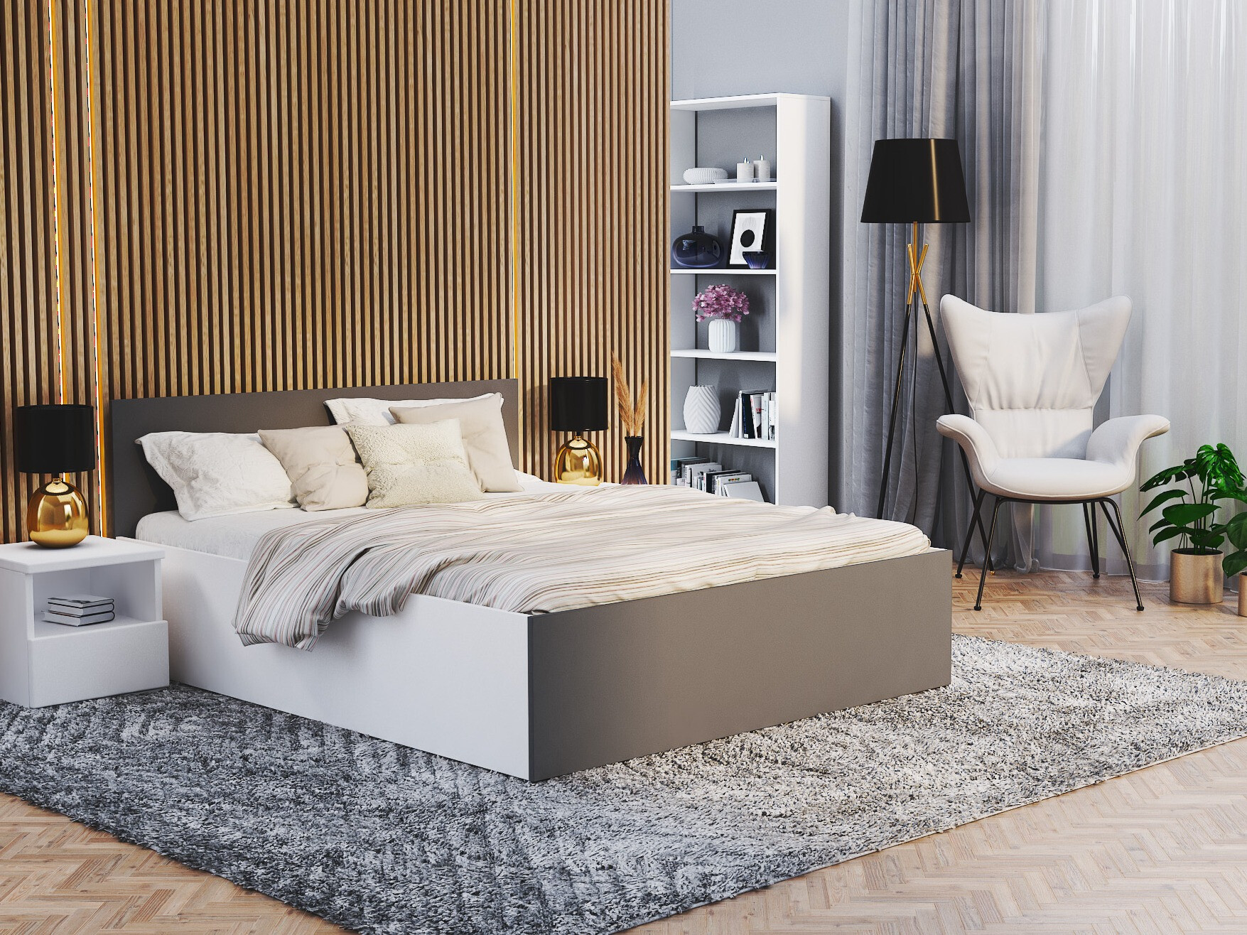 Lit Aurora 145 (Blanc + Gris)