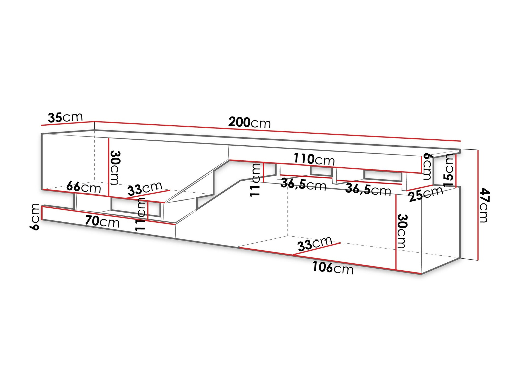 Meuble TV Comfivo Daldune I (Anthracite + Chêne wotan)
