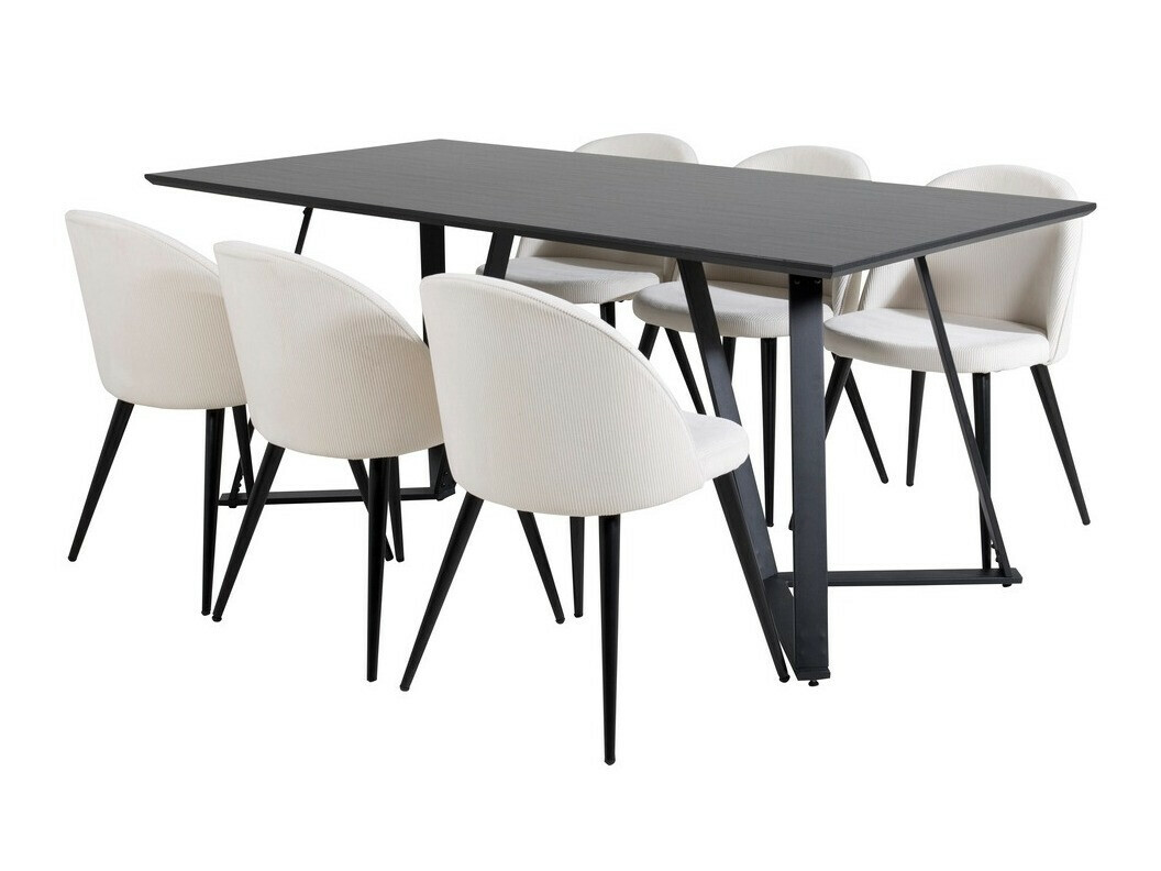 Salle à manger complète Dallas 1962 (Noir + Beige)