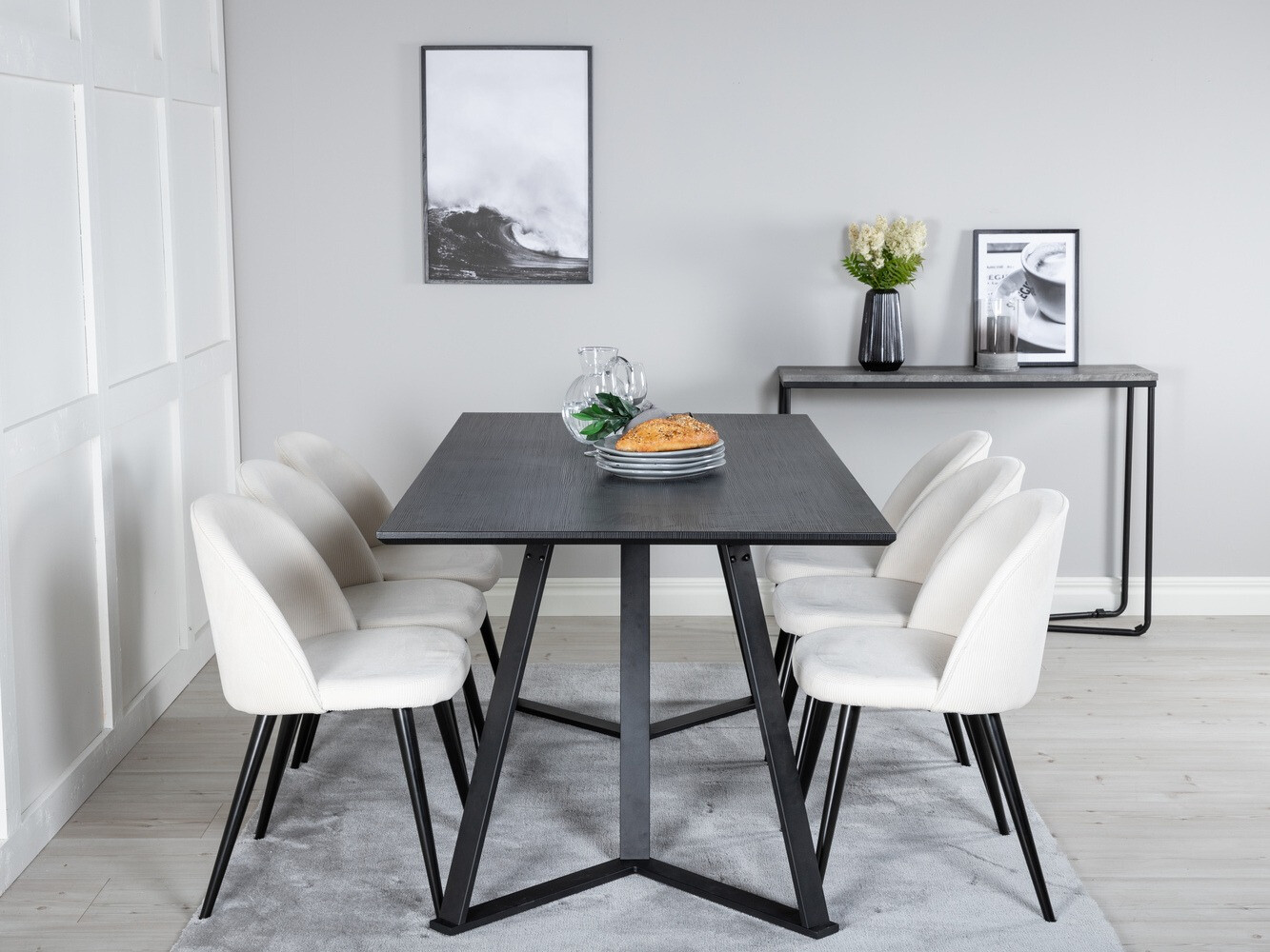 Salle à manger complète Dallas 1962 (Noir + Beige)