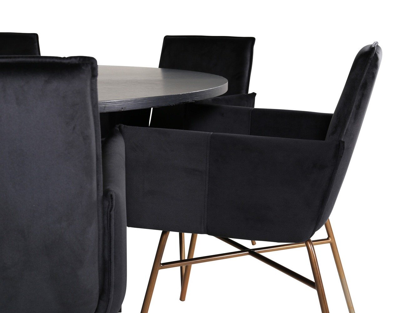 Salle à manger complète Dallas 2391 (Noir + Laiton)