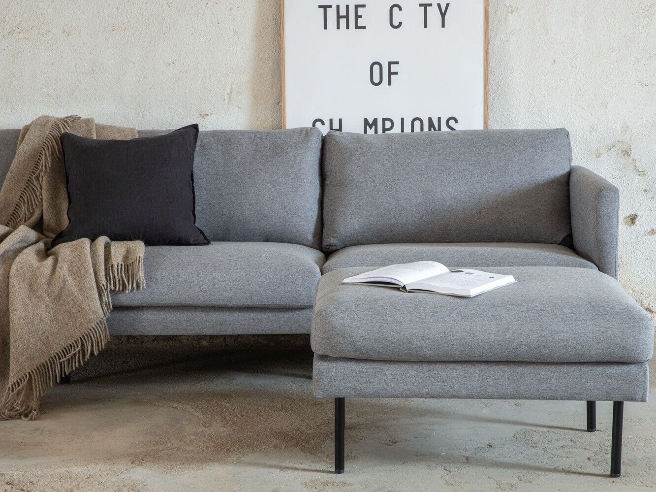 Canapé Fercame 103 (Gris + Noir)