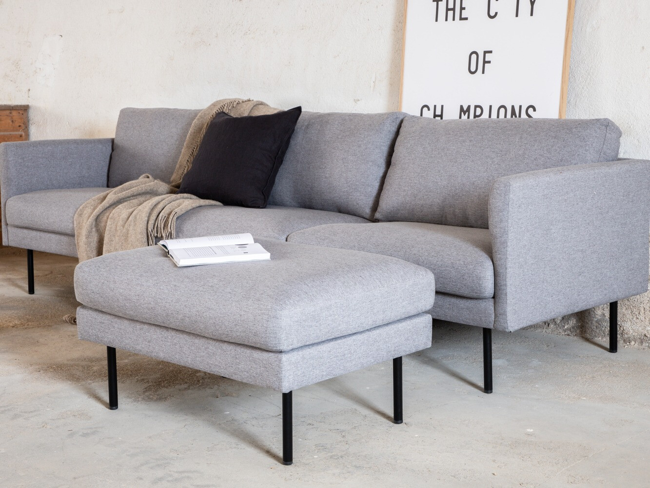 Canapé Fercame 103 (Gris + Noir)