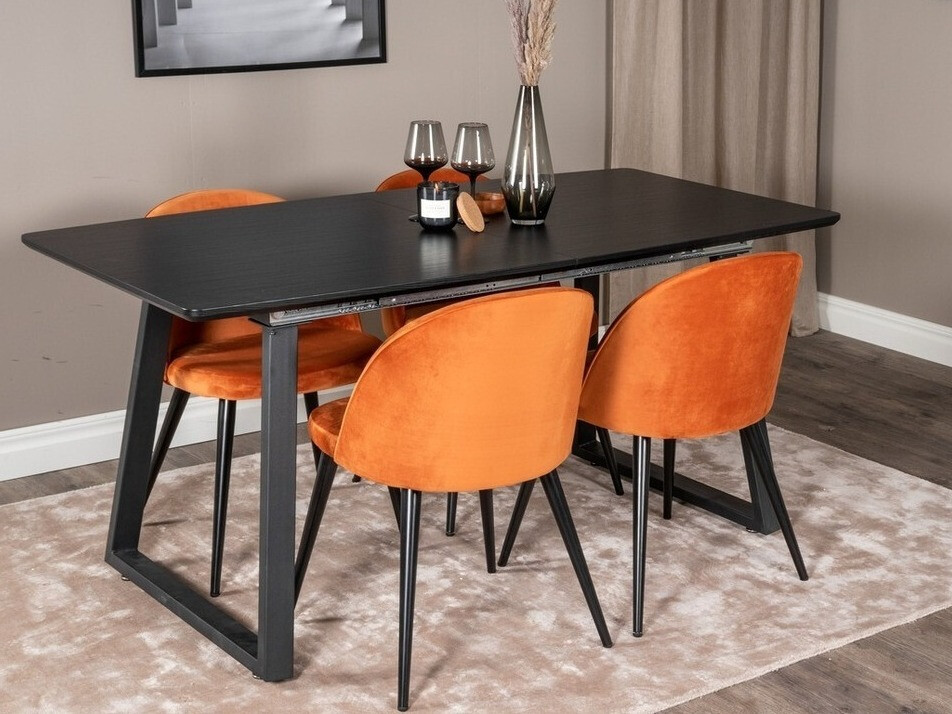 Salle à manger complète Dallas 1609 (Orange + Noir)
