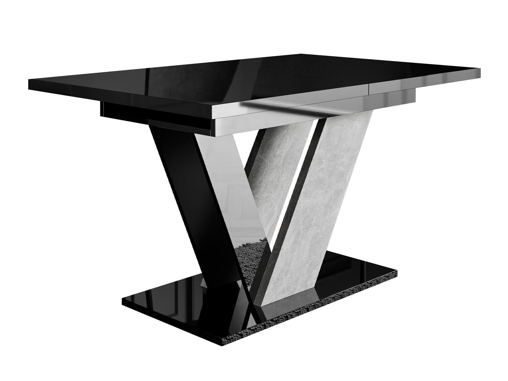 Table Violium (Noir brillant + Béton)