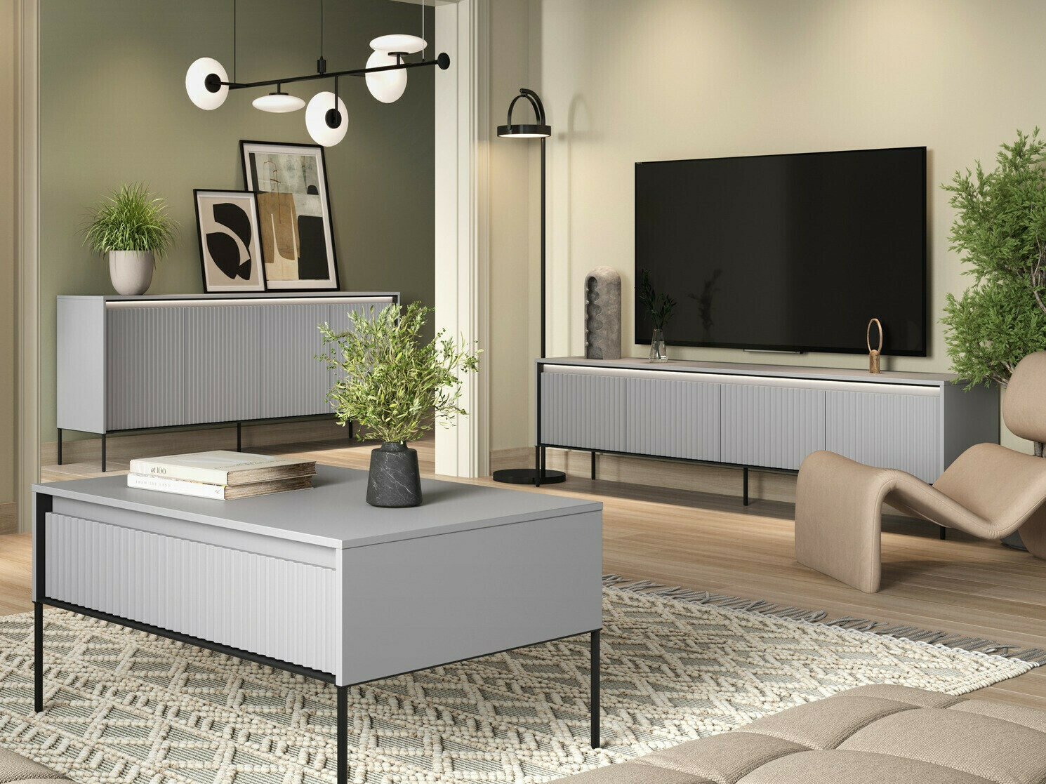 Buffet Fernolu 103 (Gris + Noir)